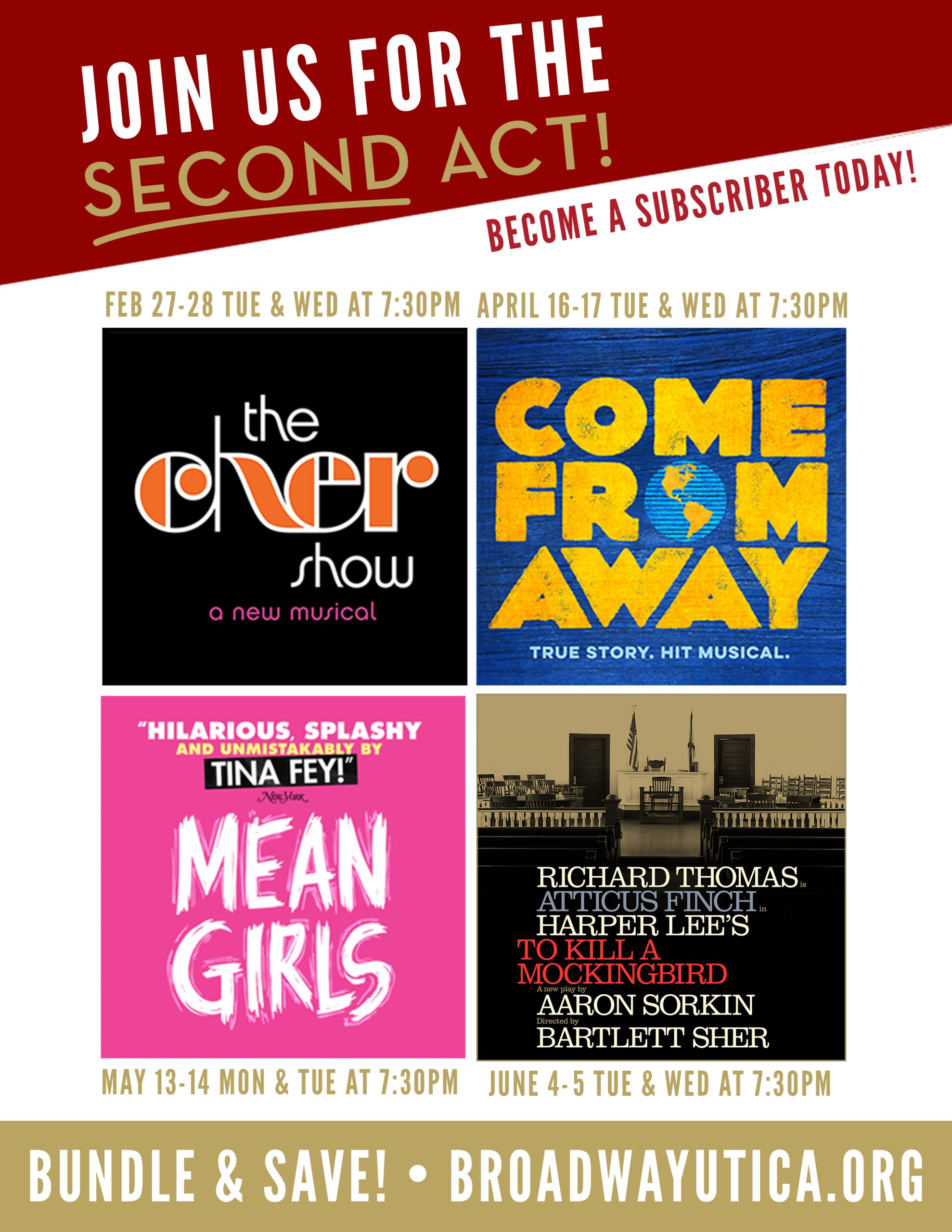 Broadway Theatre League of Utica Presents an Unforgettable Second Act Series