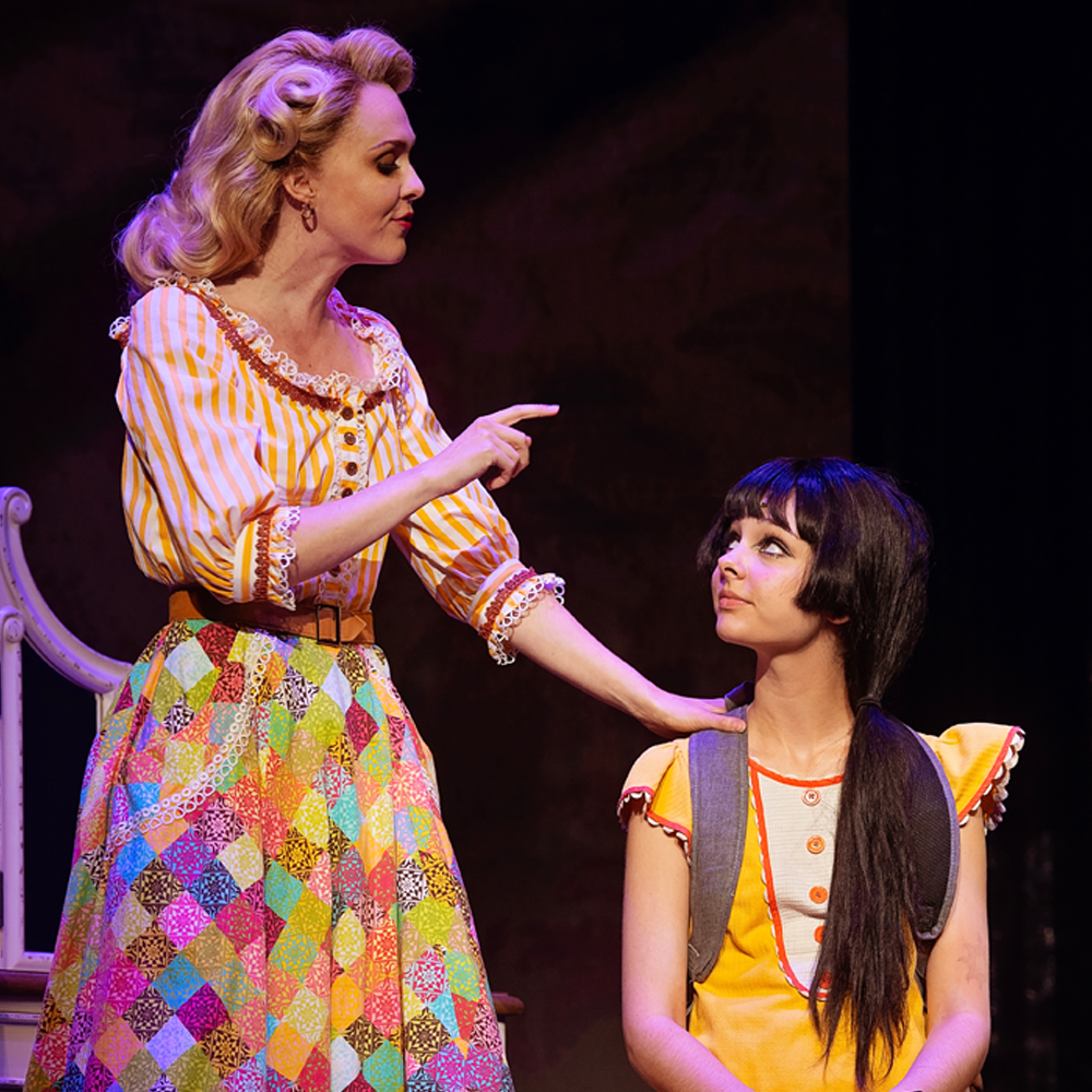 Lucy Werner as Goergia Holt and Ella Perez as Babe in THE CHER SHOW. Photo by Meredith Mashburn Photography.